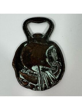 Vintage Greek Coin Bottle Opener Metal Bronze Patina  Souvenir Tourist